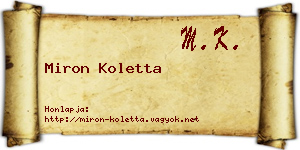 Miron Koletta névjegykártya